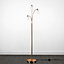 ValueLights 3 Way Polished Copper Floor Lamp With White Frosted Glass Dome Shades