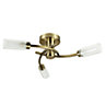ValueLights 3 Way Spiral Flush Antique Brass Effect Ceiling Light Fitting With Glass Shades