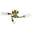 ValueLights 3 Way Spiral Flush Antique Brass Effect Ceiling Light Fitting With Glass Shades