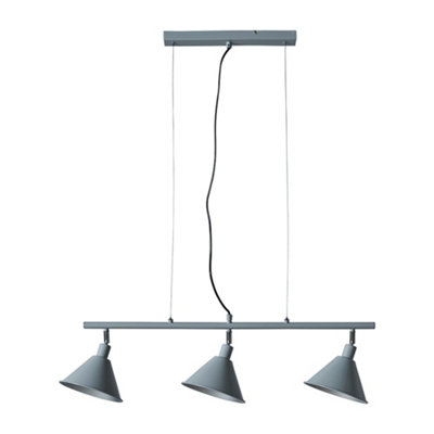 ValueLights 3 Way Suspended Ceiling Light With Grey Silver Metal Cone Shades