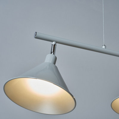 ValueLights 3 Way Suspended Ceiling Light With Grey Silver Metal Cone Shades