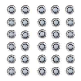 ValueLights 30 Pack IP67 Rated 40mm White LED Round Garden Decking Kitchen Plinth Lights Kit