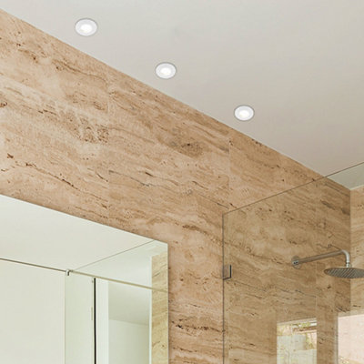ValueLights 4 Pack Bathroom Shower IP65 Gloss White GU10 Ceiling Downlights
