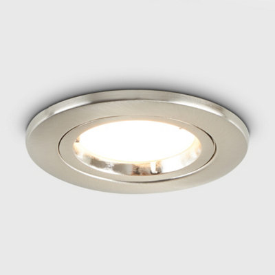 ValueLights 4 Pack Fire Rated Brushed Chrome GU10 Recessed Ceiling Downlights Spotlights