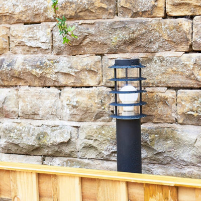 ValueLights 4 Pack Modern IP44 Rated Outdoor Black Stainless Steel Bollard Lantern Post Lights