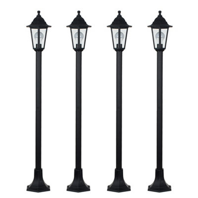 ValueLights 4 Pack Traditional Victorian Style 1.2m Black IP44 Outdoor Garden Lamp Post Lights
