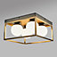 ValueLights 4 Way Black Antique Brass Square Ceiling Light Fitting With Frosted Glass Shades