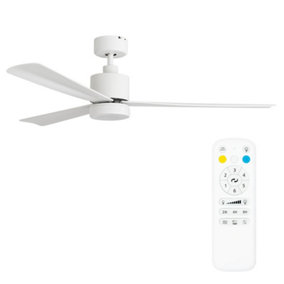 ValueLights 52 Inch Integrated LED Ceiling Fan with Remote Control, 3 Blades, Timer and 6 Speed Functions - White