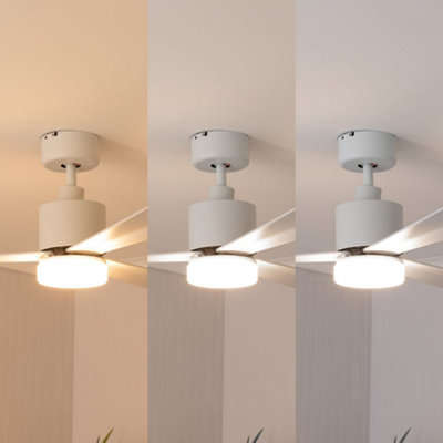 ValueLights 52 Inch Integrated LED Ceiling Fan with Remote Control, 3 Blades, Timer and 6 Speed Functions - White