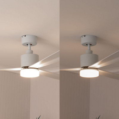 ValueLights 52 Inch Integrated LED Ceiling Fan with Remote Control, 3 Blades, Timer and 6 Speed Functions - White