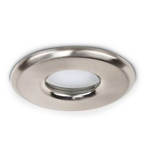 ValueLights 6 Pack Bathroom Shower IP65 Rated Brushed Chrome GU10 Recessed Ceiling Downlights