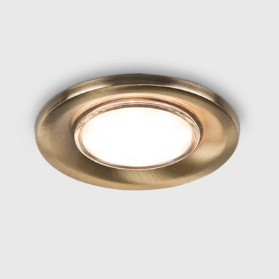 ValueLights 6 Pack Fire Rated Antique Brass GU10 Recessed Ceiling Downlights Spotlights