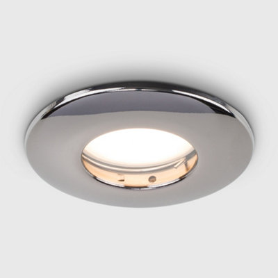 ValueLights 6 Pack Fire Rated Bathroom Shower IP65 Black Chrome Domed GU10 Ceiling Downlights