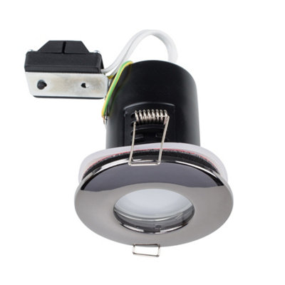 ValueLights 6 Pack Fire Rated Bathroom Shower IP65 Black Chrome Domed GU10 Ceiling Downlights