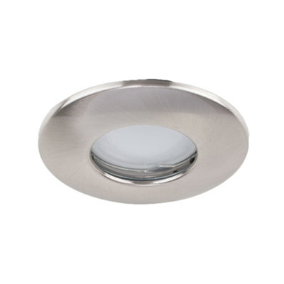 ValueLights 6 Pack Fire Rated Bathroom Shower IP65 Brushed Chrome Domed GU10 Ceiling Downlights