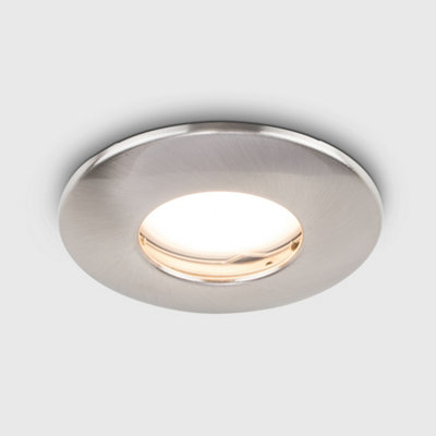 ValueLights 6 Pack Fire Rated Bathroom Shower IP65 Brushed Chrome Domed GU10 Ceiling Downlights