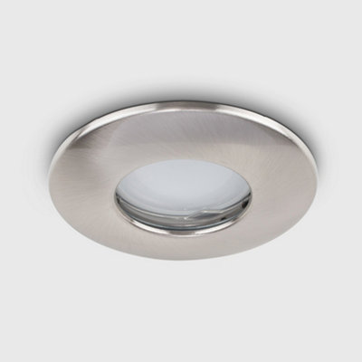 ValueLights 6 Pack Fire Rated Bathroom Shower IP65 Brushed Chrome Domed GU10 Ceiling Downlights