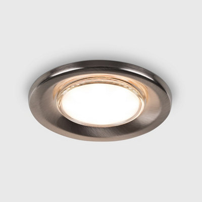 ValueLights 6 Pack Fire Rated Brushed Chrome GU10 Recessed Ceiling Downlights Spotlights