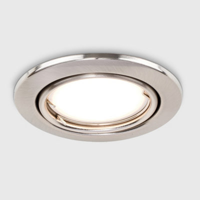 ValueLights 6 Pack Fire Rated Brushed Chrome Tiltable GU10 Recessed Ceiling Downlights
