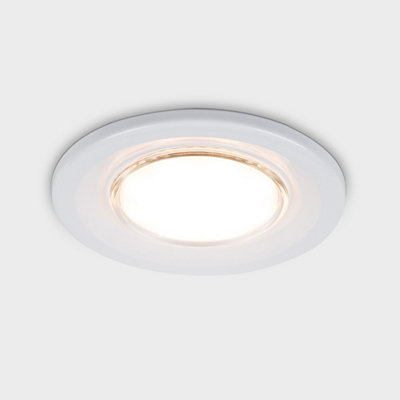 ValueLights 6 Pack Fire Rated Gloss White Recessed GU10 Ceiling Spotlights Downlights