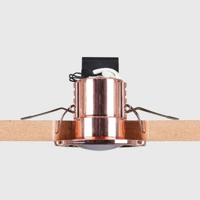 ValueLights 6 Pack Fire Rated Polished Copper Effect GU10 Recessed Ceiling Downlights Spotlights
