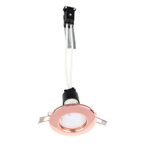 ValueLights 6 Pack Fire Rated Polished Copper Effect GU10 Recessed Ceiling Downlights Spotlights