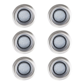 ValueLights 6 Pack IP67 Rated 40mm White LED Round Garden Decking Kitchen Plinth Lights Kit