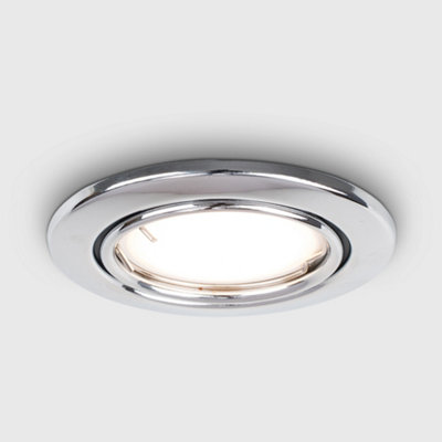 ValueLights 6 x Chrome Tiltable Steel Ceiling Recessed Spotlight Downlights - Complete with 6 x 5W GU10 Warm White LED Bulbs
