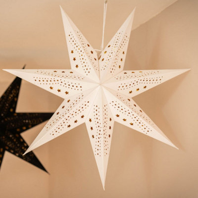 ValueLights 60cm Pin Up Plug In Paper Star with White Velvet Finish