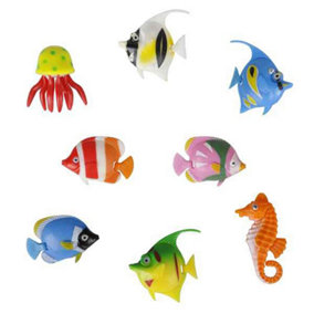ValueLights 8 Pack Colourful Assorted Artificial Plastic Bubble Lamp Aquarium Tropical Sealife Fish
