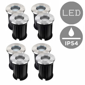 ValueLights 8 Pack  IP54 Rated Modern Bushed Chrome IP54 Rated Outdoor Garden Walk Over Lights