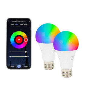 ValueLights 9W RGBCCT Smart Bulb, E27 Screw WiFi LED Bulb, Colour Changing and Adjustable Brightness, 2 Pack