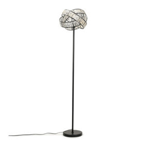 ValueLights Acrylic Jewel Twist Chrome Floor Lamp with Tortoise Shell Lampshade - Bulb Included