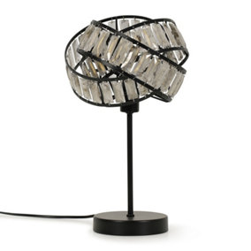 ValueLights Acrylic Jewel Twist Chrome Table Lamp with Tortoise Shell Lampshade - Bulb Included