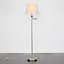 ValueLights Adjustable Swing Arm Floor Lamp In Brushed Chrome Finish With Beige Light Shade