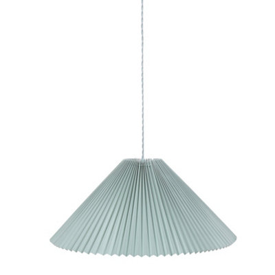 ValueLights Akira Blue Hanging Pendant Ceiling Light with Pleated Lampshade - LED Bulb Included