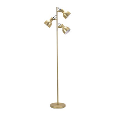 ValueLights Albie Gold Metal 3 Arm Spotlight Head Adjustable Floor Lamp for Living Room - LED Bulbs Included