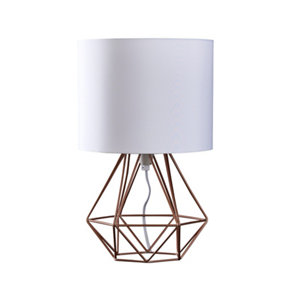 ValueLights Angus Copper Table Lamp With Warm White Bulb