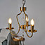 ValueLights Antique Brass 3 Way Acrylic Droplet Jewel Chandelier Ceiling Light Fitting