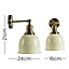 ValueLights Antique Brass Adjustable Knuckle Joint Wall Light With Gloss Cream Dome Shade