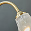 ValueLights Antique Brass And Decorative Glass Swan Neck Touch Bedside Table Lamp