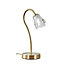 ValueLights Antique Brass & Decorative Glass Swan Neck Touch Bedside Table Lamp With 3w LED Dimmable G9 Bulb 6000K Cool White