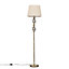 ValueLights Antique Brass Double Twist Floor Lamp With Beige Tapered Shade - Includes 6w LED Bulb 3000K Warm White
