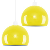 ValueLights Arco Yellow Ceiling Pendant Shade and B22 GLS LED 10W Warm White 3000K Bulb