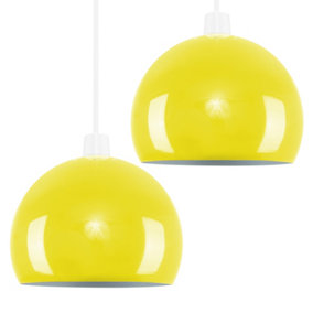 ValueLights Arco Yellow Ceiling Pendant Shade and B22 GLS LED 10W Warm White 3000K Bulb
