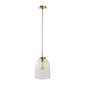 ValueLights Aurelian Antique Brass Ceiling Light Pendant with Clear Glass Dome Shade - Including Bulb