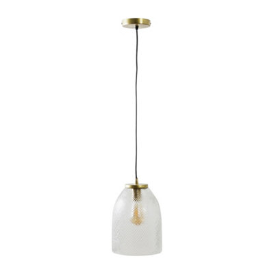 ValueLights Aurelian Antique Brass Ceiling Light Pendant with Clear Glass Dome Shade