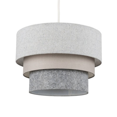 ValueLights Aztec Round Modern 3 Tier Fabric Ceiling Pendant Lamp Light Shade in Herringbone- Includes 10w LED Bulb