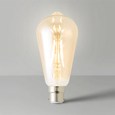 ValueLights B22 Pack of 3 4W Amber Filament Pear Shaped Warm White LED ...