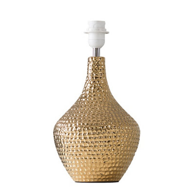 ValueLights Bailey Modern Metallic Gold Indent Textured Ceramic Table Lamp Base